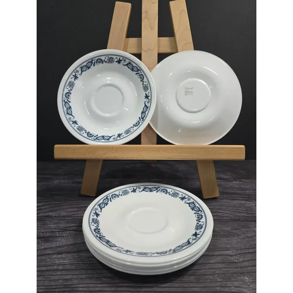 Vintage Corelle Old Town Blue Onion Saucers 6.25” Set of 7 Plates EUC Corning